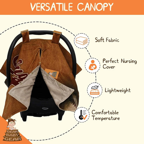 Dear Baby Gear Slugger Baseball Reversible Baby Car Seat Canopy, Lightweight Cover with Snap Button Opening, 40 x 30