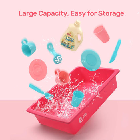 CUTE STONE Color Changing Play Kitchen Sink Toys, Electric Dishwasher with Running Water, Pretend Play