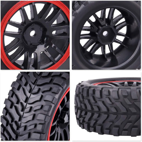 HobbyPark 12mm Hex PreGlued 1/10 RC Touring Car Wheels and Tires Set, 2.55" Tall, 1.02" 26mm Wide Soft Rubber for