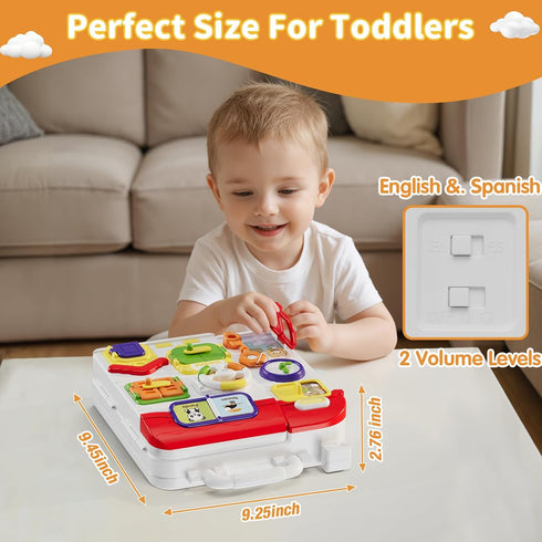 1-3 2-4Musical 12-18 1 HYES Montessori Busy Board for Toddlers Toy for Month Age, Early Educational Learning Birthday