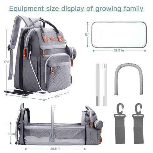 Backpack ISMGN Diaper Bag with Changing Station, Large Diaper Bag, Baby Bag, Multifunctional Diaper Bag, Gray