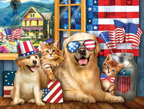 SUNSOUT INC 300 pc Jigsaw Puzzle by Artist Tom Wood - Born in The U.S.A. - Finished Size 18" x 24"