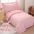 Set 4 Set Wowelife Pink Toddler Bedding for Girls Toddler Bedding Pieces Boho Tufted Comforter with Ruffles Design