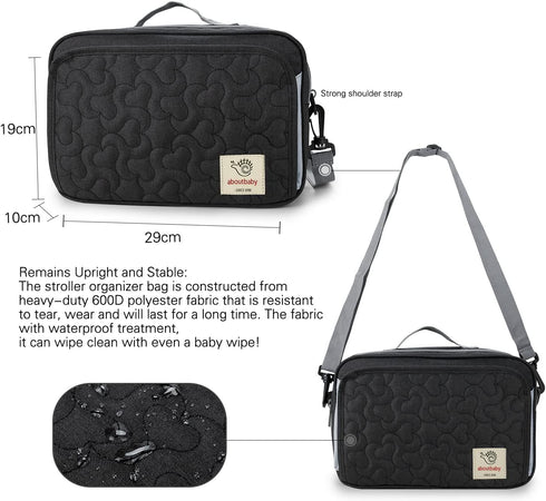 MOMIGO Stylish Baby Stroller Diaper Bag - Versatile Tote for Diapers, Wipes & Toys (Black Floral)