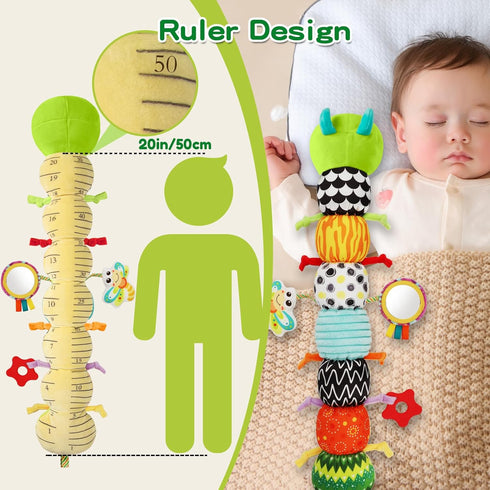 CAHILON 0-12 Tummy 3 6 9 12 18 Baby Toys Musical Caterpillar for Months, Infant Stuffed Animal with Mirror, Crinkle