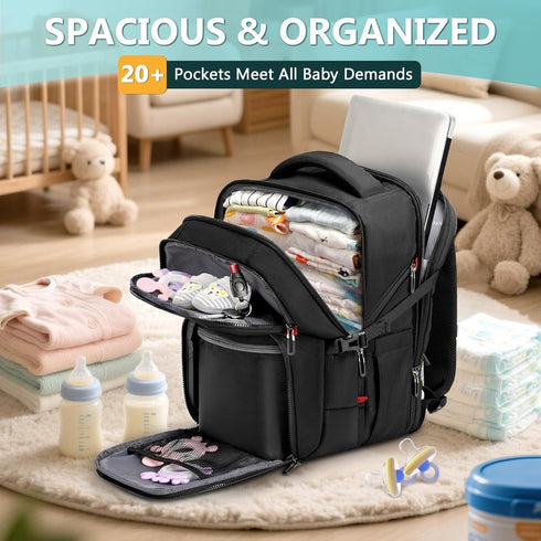 Backpack Mancro Dad Diaper Bag - Large Waterproof Travel Baby Bag for Men with Detachable Bottle Bag & Insulated