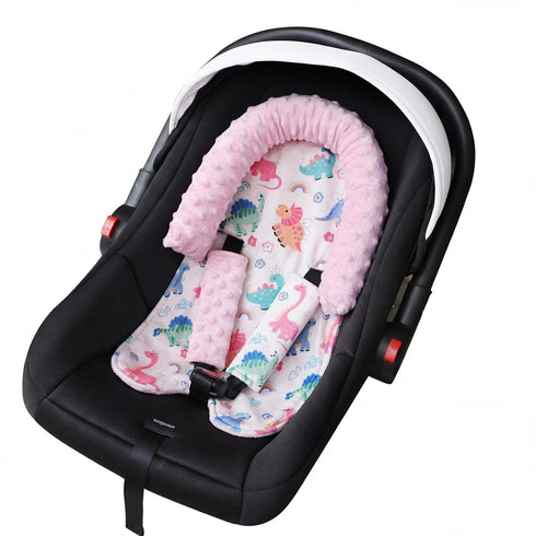 Baby Head Support and Strap Covers for Car Seat,Minky Infant Carseat Headrest for Newborn, Infant Car Seat Insert Pad