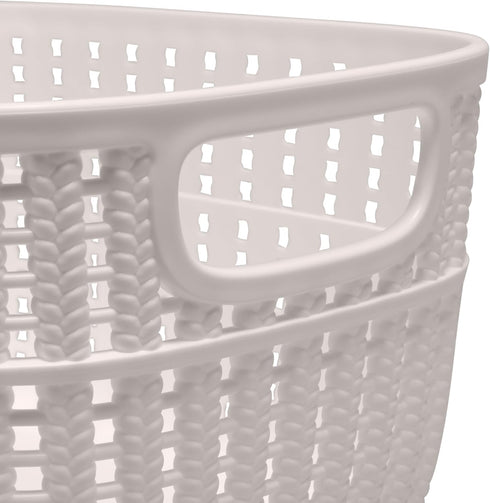 Simplify 2 Tone Sailor Knot Plastic Storage Tote, Decorative Basket for Closet Organization and De-cluttering