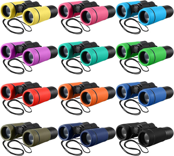 12 Pcs Binoculars for Kids - Shock Proof Educational Learning Binoculars for Age 3-12 Years, Outdoor Activities