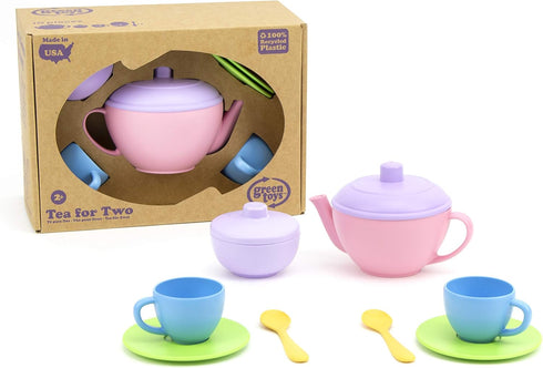 10 Communication Green Toys Tea for Two - Piece Pretend Play, Motor Skills, Language & Kids Role Play Toy. No BPA