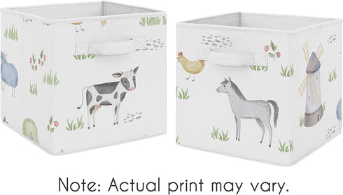 Set 2 Sweet Jojo Designs Farm Animals Foldable Fabric Storage Cube Bins Boxes Organizer Toys Kids Baby Childrens