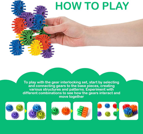 STEM Building Blocks Toys for Kids, Educational Gear Interlocking Construction Playset for Creativity