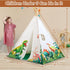 Dinosaurs Teepee Tent for Kids, Play Tent with Roar Button, Lights, and Mat for Indoor Outdoor Games