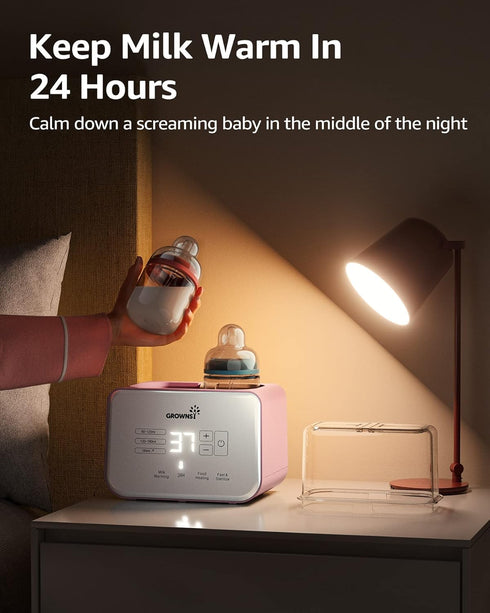 8-in-1 2 Baby Bottle Warmer, Gronwsy Fast Milk Warmer with Timer Breastmilk or Formula, Fits Bottles, Accurate