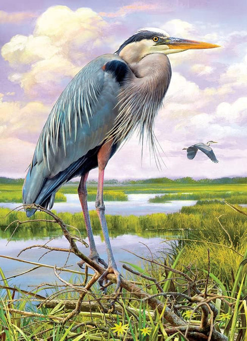 Cobble Hill 1000 Piece Puzzle - Heron with Sample Poster Included