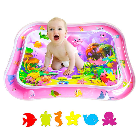Extra Big Infant Toys, Baby Pink Water Play Mat, Tummy Time Toys, Fun Early Development Activity Play Center (39.5x31.5