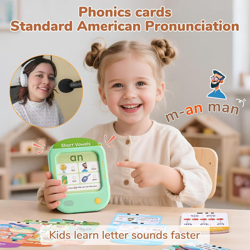156 40+ 600+ 100+ 2-6 JoyCat Kids Learning Tablet, Phonics Talking Flash Cards, Learn to Read with Pages, Themes