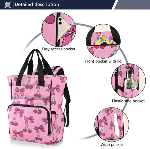 SUABO Backpack Powder-colored Butterfly Silk Pattern Baby Diaper Bag Large Bag Waterproof Travel Diaper Bags for Moms