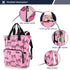 SUABO Backpack Powder-colored Butterfly Silk Pattern Baby Diaper Bag Large Bag Waterproof Travel Diaper Bags for Moms
