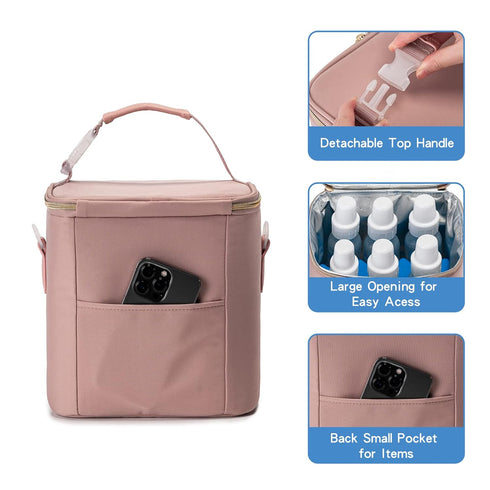 Pack 6 9 Breast Milk Cooler Bag with Ice Fits Baby Bottles Up to Ounce, Baby Bottle Bag with Shoulder Strap for Nursing