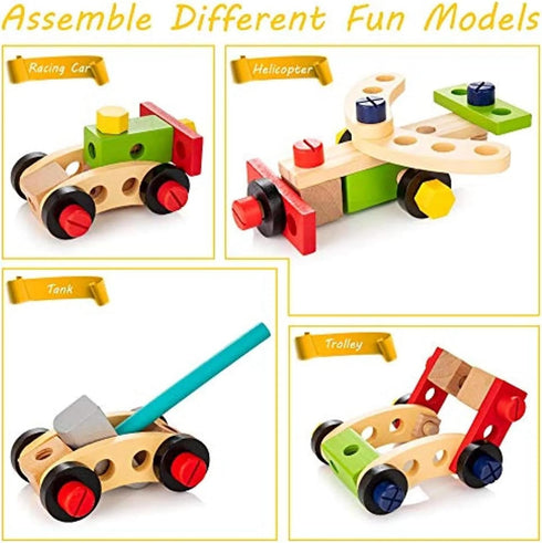 36-Piece Set 2 3 4 5 6 KIDWILL Tool Kit for Kids, Wooden Toddler Tools Includes Tool Box, Montessori Educational Stem
