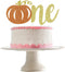 Glitter Pumpkin One Cake Topper - Little Pumpkin 1st Birthday Decorations for Fall