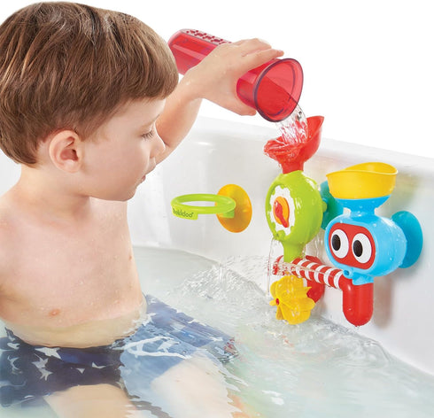 Yookidoo Baby Toddler Bath Wall Toy (Ages 1-3) Waterfall Spinning Gears & Rotating Googly Eyes - Mold Free - Attach to Any Tub or Shower - Spin N Sprinkle Water Lab - Great for Boys, Girls,& Kids