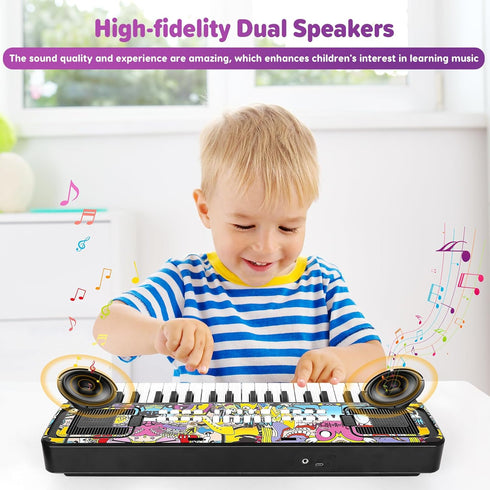 M SANMERSEN Piano Keyboard for Kids - 37 Keys Electronic Pianos with Music Book Bracket for 3-8 Years Old