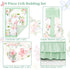 4 Set Set Set Piece Crib Bedding for Girls, Baby Girl Crib Bedding Butterflies Floral Nursery Bedding Includes