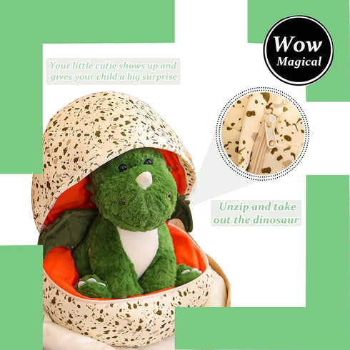 Dinosaur Stuffed Animal Toys, Small Dino Pterosaur Plush with Big Dinosaur Egg, Soft Gift for Kids