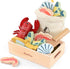 PairPear Wooden Play Food Cutting Seafood Set - Toddlers Wooden Toy Food