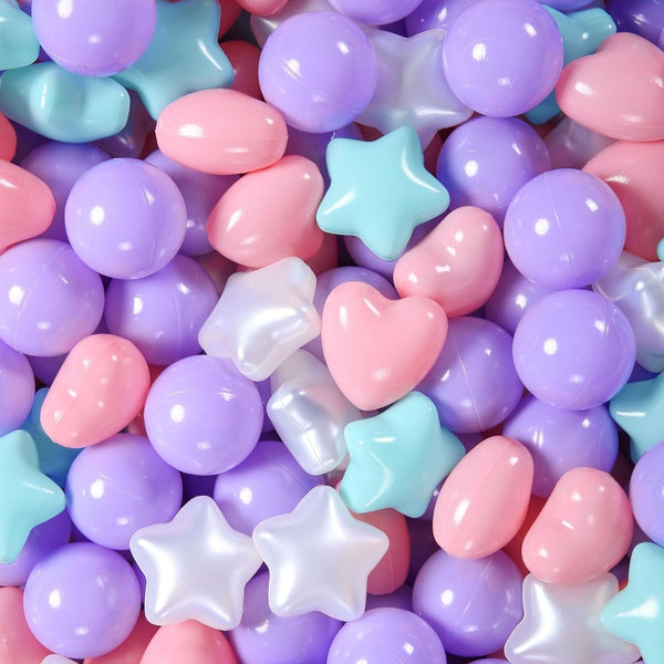 STARBOLO Ball Pit Balls for Kids, Mixed Star Heart Round Crush Proof Plastic Balls for Indoor Outdoor