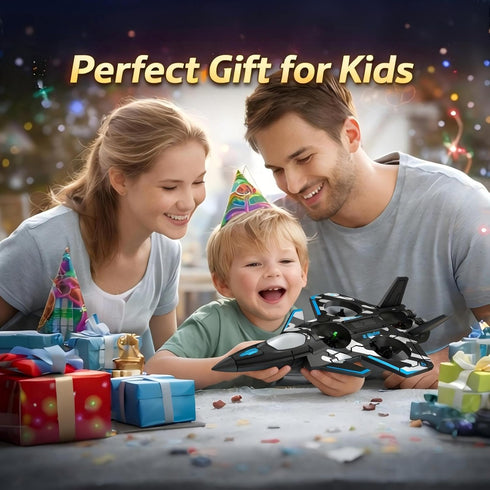 BEACONDESI F47 RC Fighter Drone for Kids, Remote Control Airplane with Altitude Hold, RC Jet Drone Toy with LED Lights
