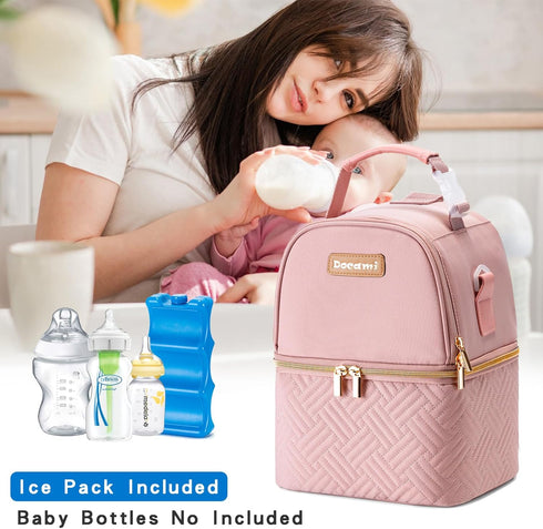Docami Pack 6 9 Breastmilk Cooler Bag with Ice & Mat Fit Bottles Up to Ounce, Breast Milk Pump Cooler Bag for Moms