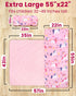 55"x36" Toddler Nap Mat with Pillow and Minky Blanket, Large Sleeping Bag, Washable, Lightweight, Easy to Roll, Perfect