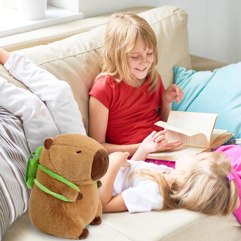 Ditucu Cute Capybara Plush with Turtle Backpack, Kawaii Stuffed Animals, Hugging Gifts for Kids, Brown 9 inch