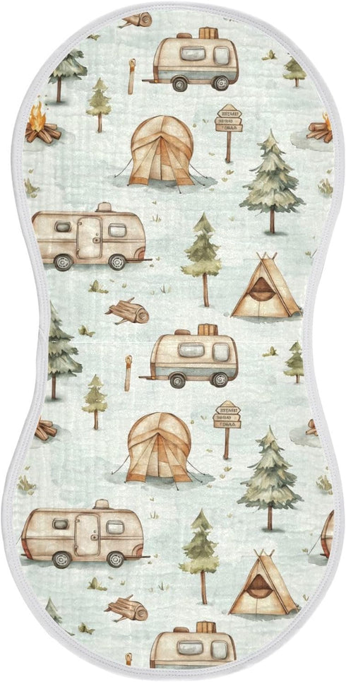vvfelixl Baby Burp Cloths Cartoon Camping Caravan Baby Newborn Cotton Burping Cloths