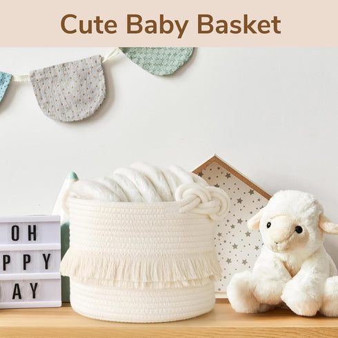 9.5'' 7'' inches CherryNow Small Woven Storage Baskets, x Cotton Rope Decorative Hamper for Diaper, Blankets, Magazine