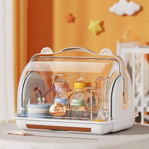 Zerodis Baby Bottle Drying Rack Storage Box Organizer, Anti Dust Cover, Vertical Nursing Bottle Storage Box Organizer