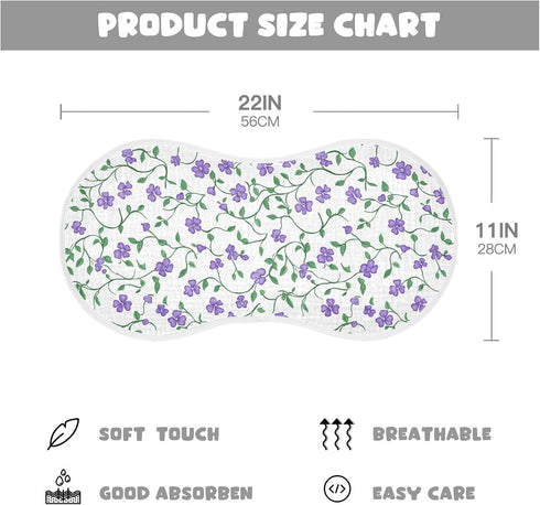 decor gift 4 Pack 22x11in Cotton Muslin Burp Cloths Large Soft Touch Purple Flowers Green Vines Burp Rags for Babies