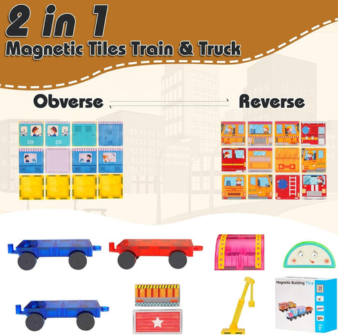 Set Set Set 3 4 5 6 7 8+ Magnetic Tiles Cars Construction Magnet Tiles Bricks Truck Expansion Sensory Toys, Educational