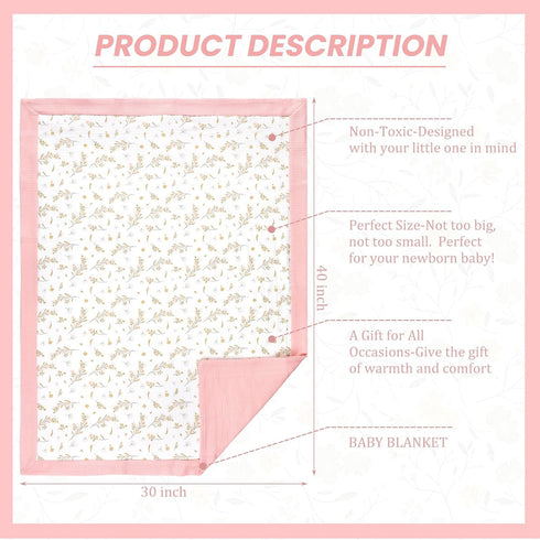 Hillsuren 30x40 Inch 5 Flower Waffle Baby Blanket, Muslin Swaddle Blanket, Soft Layers Crib Stroller Nursery Receiving