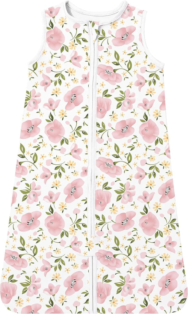 TotAha Sleep Sack 6-12 Months, Floral, 0.5 TOG Summer Light Sleeping Sacks, Buttery Soft Baby Sleep Bag with 2-way