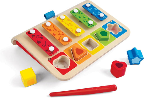 E0334 Hape Shape Sorter Xylophone and Piano - Wooden Instrument Toy