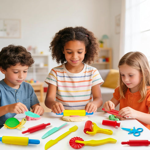 Kids,9-Piece iShyan Dough Tools for Kids Clay and Dough Tool Kit Includes Roller, Rolling Pins, Cutting Tools, Safe