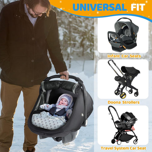 Cozy IvyWind Baby Car Seat Cover, Universal Winter Carseat Cover for Babies with Breathable Mesh Window, and Warm