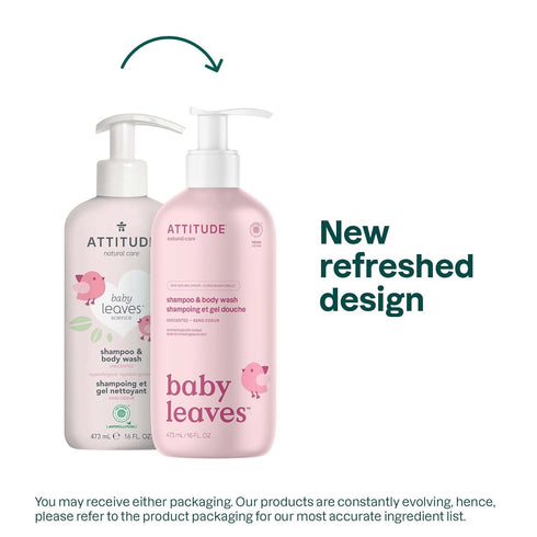 2-in-1 16 Oz ATTITUDE Baby Shampoo & Body Wash, EWG Verified, Fragrance Free & Dermatologically Tested, Vegan