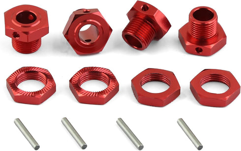 4pcs 17mm Wheel Hex & 4pcs Wheel Nut Aluminum Alloy with Pins for ARRMA Typhon 6S Mojave Upgrades (Red)