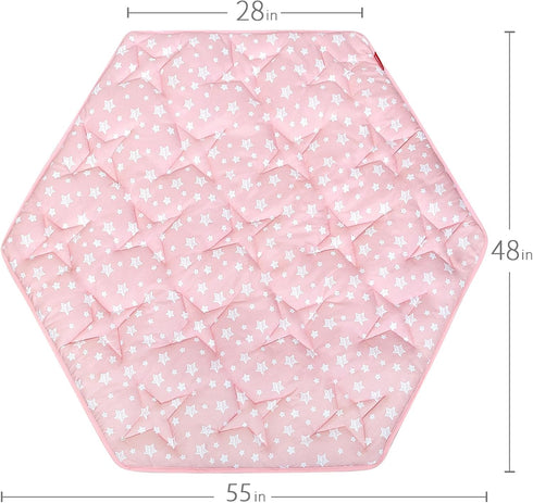 55" 47" Moonsea Hexagon Mat Princess Tent Rug, Plush Soft Playpen Mat Fitted for Monobeach Princess Castle, Non Slip