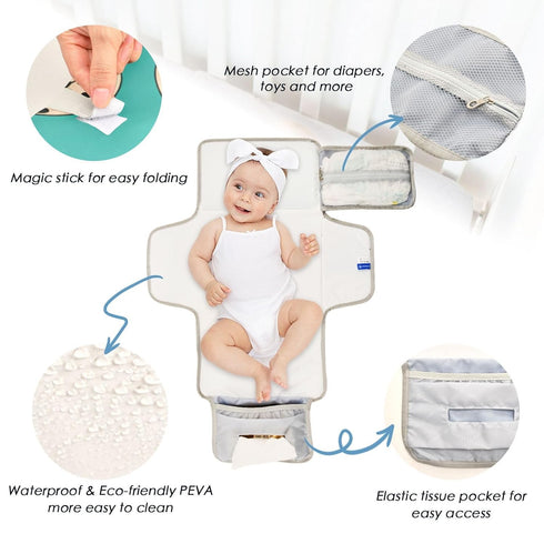 Kagirah Wild West Spots Pattern Portable Changing Pad with Built-in Pillow, Waterproof Foldable Baby Diaper Changing